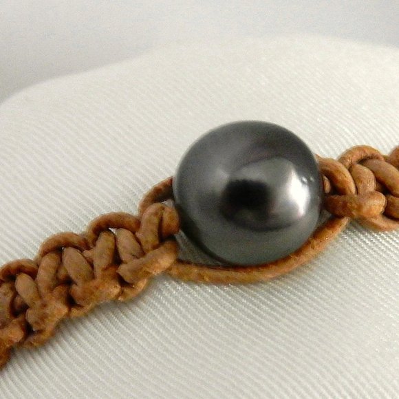 Tahitian BLACK South Sea pearl bracelet - Picture 2 of 8